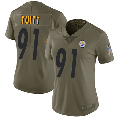 Women Pittsburgh Steelers Football #91 Limited Olive Stephon Tuitt 2017 Salute to Service Nike NFL Jersey->women nfl jersey->Women Jersey